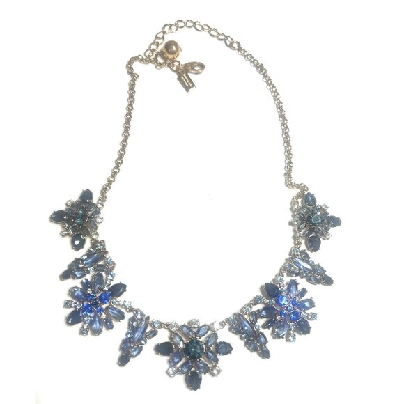 Kate Spade Necklace Snowy Nights Blue Crystal Floral Cluster Rose Gold Tone - Picture 1 of 8